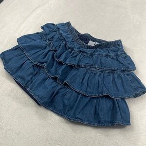 Hanna Andersson 160, 14-16 100% Cotton Denim Blue Lined, Short Skirt Skort